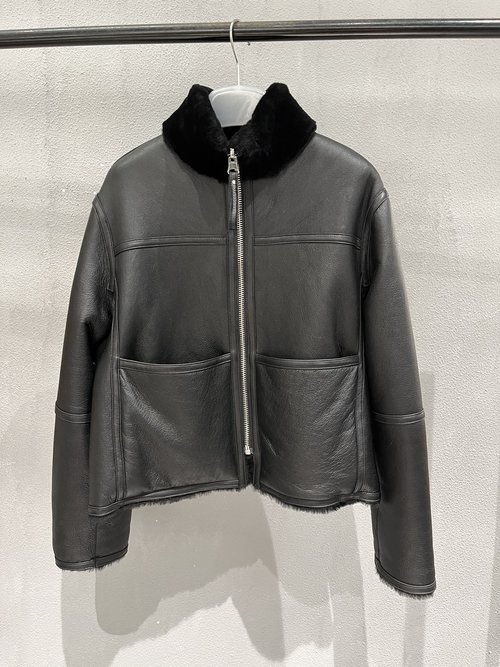 Hermes Black Minimalist Fur and Leather Coat for Double - Sided Wear