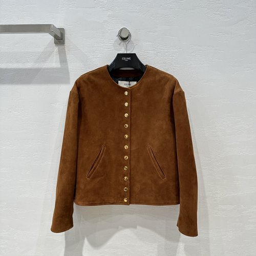 Celine Exclusive Early Autumn Leather Jacket in Soft Brown Tone