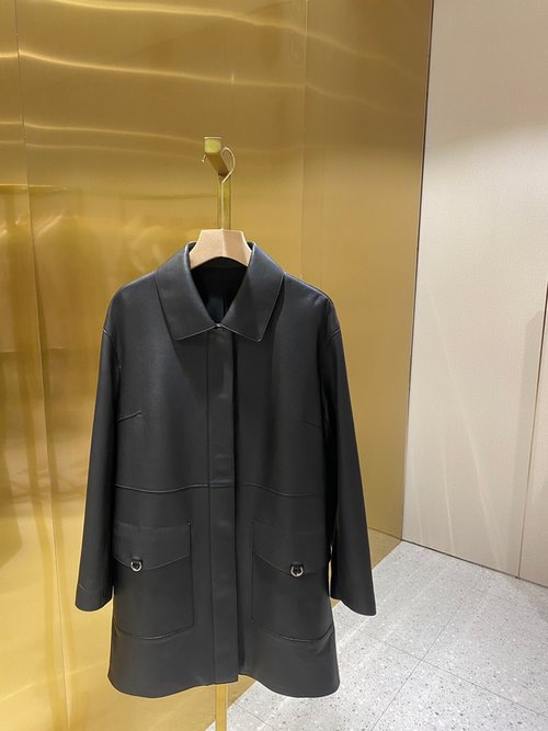 Hermes HE MES Designer Loose - Fit Leather Jacket with Customized YB Leather