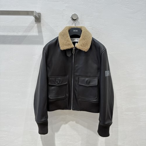 Dior Exclusive Classic - Designed Goatskin Pilot Jacket with Fine Details