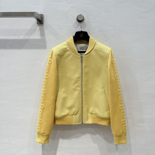 Hermes Premium Vintage Sheepskin Quilted Jacket with Pig Nose Embroidery