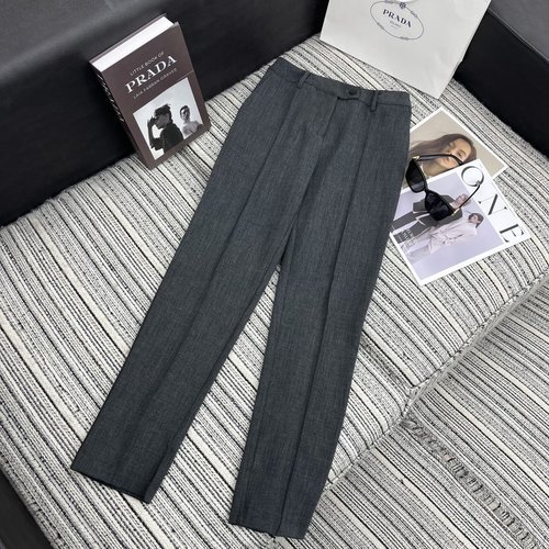 Prada Grey Split Cuff Trousers for Top Matching