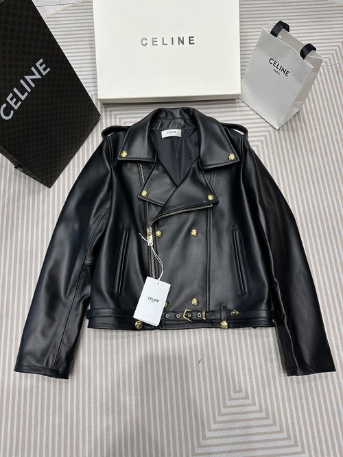 Celine High - End Sheepskin Motorcycle Jacket, Celebrity - inspired