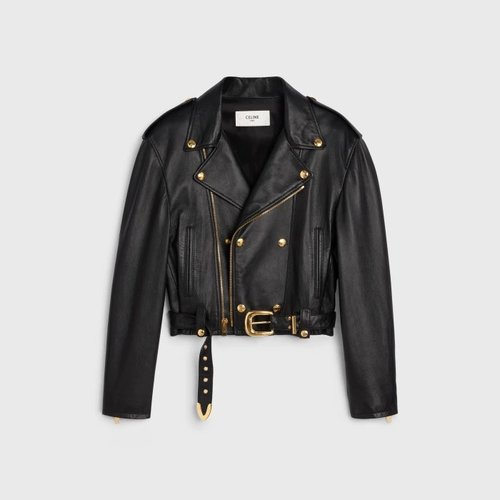 Celine Top - Quality Sheepskin Motorcycle Jacket in Star Style