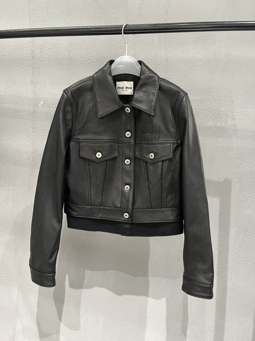 Miu Miu Slim-Fit Goatskin Suit with Customized Buttons