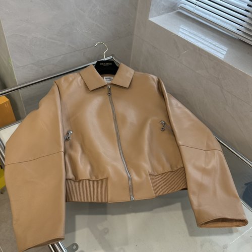 Hermes Exclusive High-end Original Lambskin Jacket with Faux Fur Collar