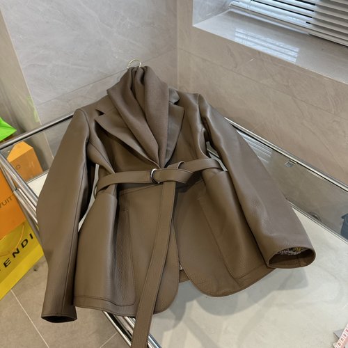 Hermes Exclusive Spring Collection: Leather Blazer with Detachable Scarf by Hermes Hems