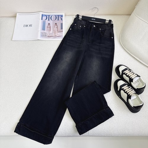 Dior Logo-Embroidered Straight-Leg Jeans for Versatile Match