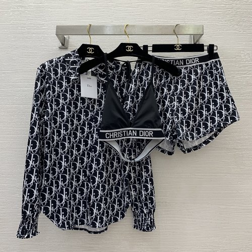 Dior Dior Logo Print Three-Piece Set with Strappy Details