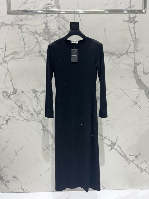 Yves Saint Laurent Heavy-Duty Rhinestone Dress for Party and Dating