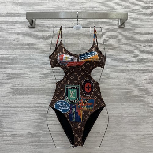 Louis Vuitton Elysee Palace Vintage Print Cut-out Waistband One-piece Swimsuit