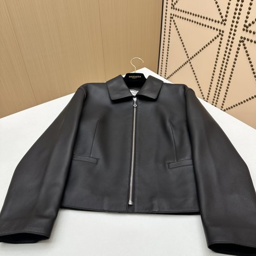 Hermes Luxury Genuine Leather Coat with Custom Oil Edge Craftsmanship
