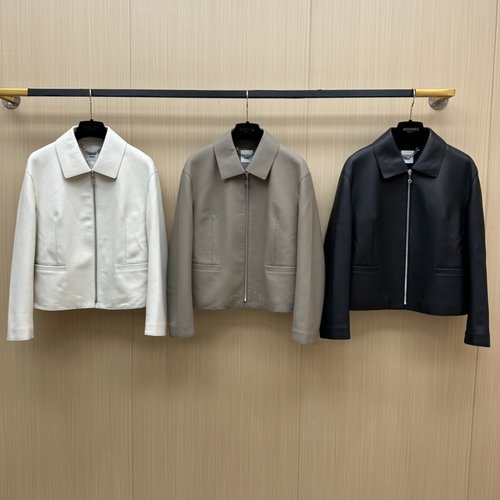 Hermes Luxury Genuine Leather Jacket with Imported Lambskin and Oil Edge Craft