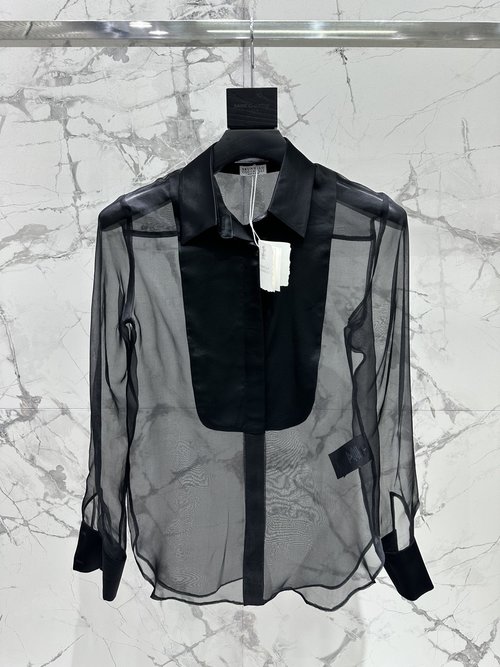 Fendi Silk and Organza Spliced Acetate Satin Shirt for Versatile Styling