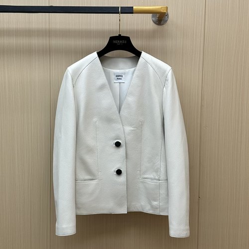 Hermes Classic Lambskin Coat with Minimalist Tailoring and Handmade Details