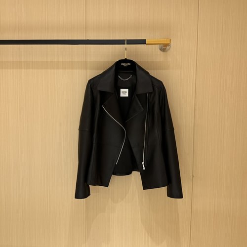 Hermes Premium Sheepskin Motorcycle Jacket with Embroidery Design