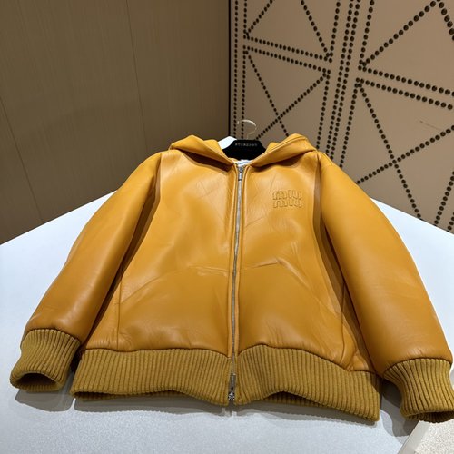 Miu Miu Sweet-Cool Retro Style Coated Jacket with Special Material