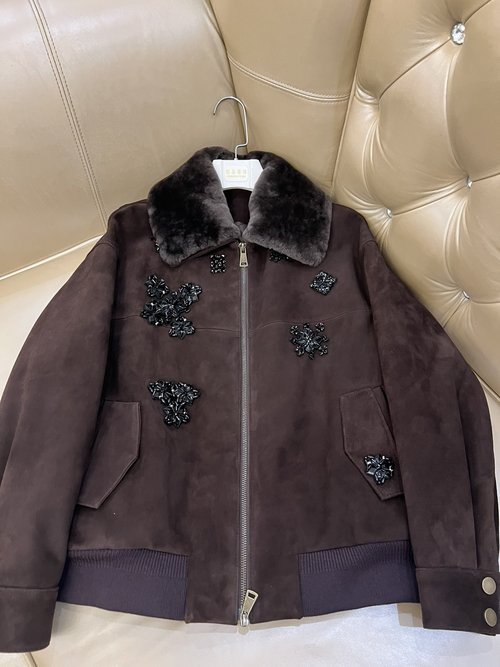 Miu Miu Handmade Beaded Jacket with Detachable Fur Collar
