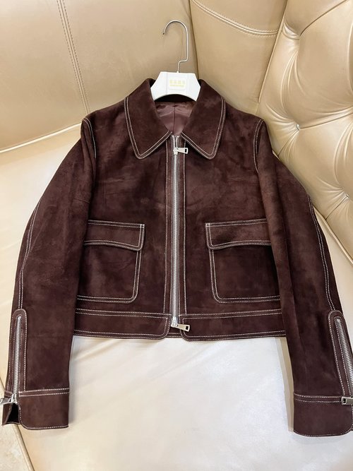 Versace Exclusive Oversized Vintage - Colored Suede Jacket with Stylish Details