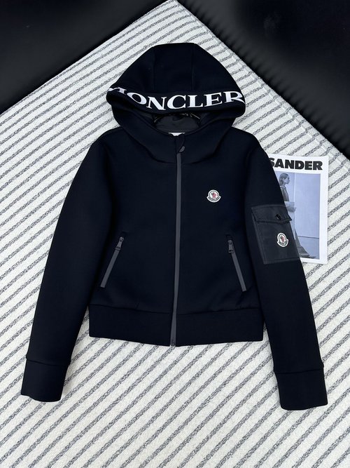 Moncler Warm Hooded Jacket with Functional Side Pockets