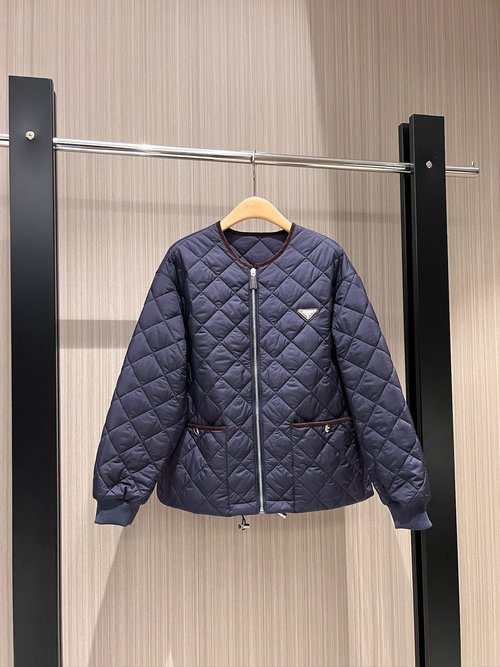 Prada Quilted Cotton Jacket with Ribbed Cuffs & Badge