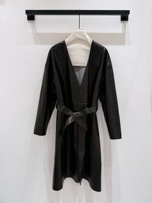 Loro Piana Double-Sided Long Shearling Coat in Ideal Fall Color Scheme