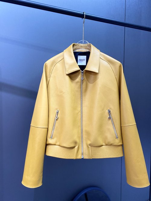 Hermes Imported Goat Leather Fitted Outerwear with Elegant Appearance and Comfortable Feel