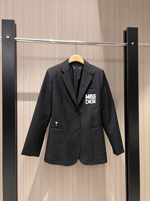 Dior Letter Logo Printed Pocket Suit Jacket with Bee Embroidery