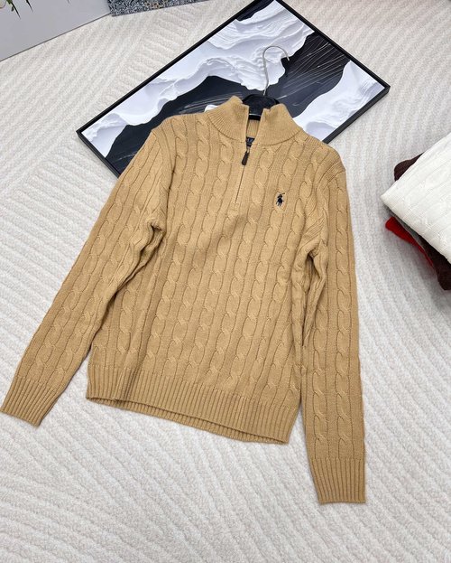 Polo Ralph Lauren Soft Wool Half-Zip Knitted Sweater with Embroidered Logo
