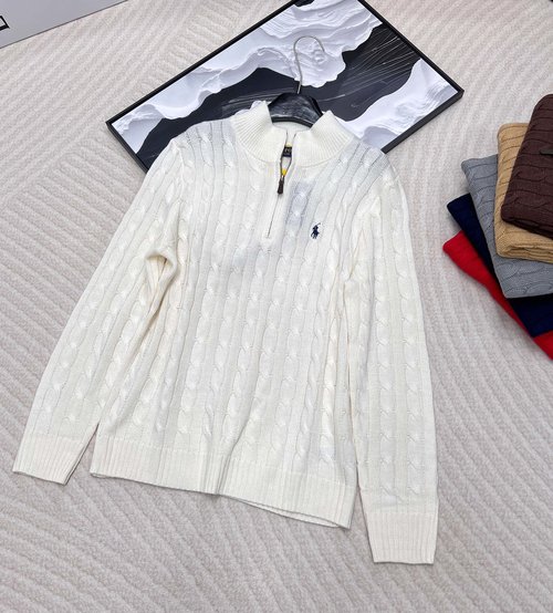 Polo Ralph Lauren Soft Wool Half-Zip Knitted Sweater with Embroidered Logo