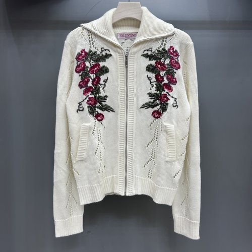 Valentino Valentino Printed Long Sleeve Zip Cardigan, Classic and Stylish Wear