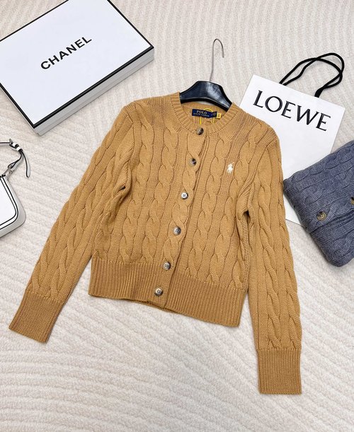 Polo Ralph Lauren Classic Pony Embroidery Wool Blend Open Cardigan