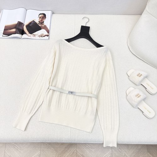 Hermes Two-Wear One-Shoulder Knit Sweater with Belt