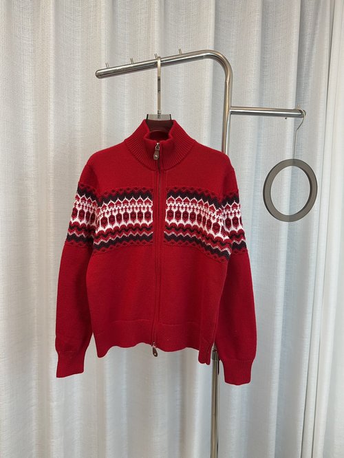 Loro Piana Custom-woven Wool Zipper Cardigan with Embroidery