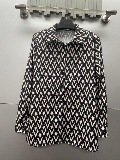 Valentino Classic V Letter Printed Shirt with Versatile Style and Custom Fabric