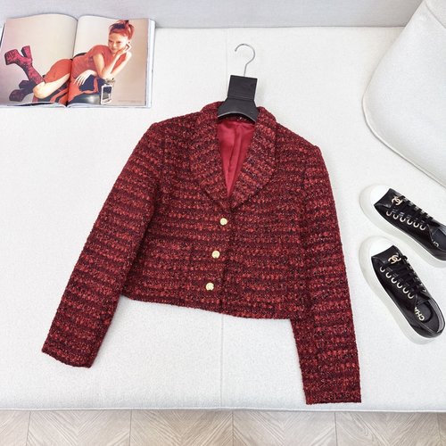 Chanel Exclusive Festive Red Knit Coat