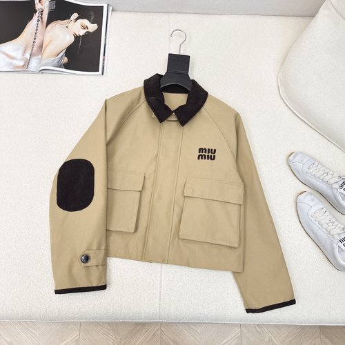 Miu Miu Exclusive Color-Blocked Short Windbreaker with A-Line Cut