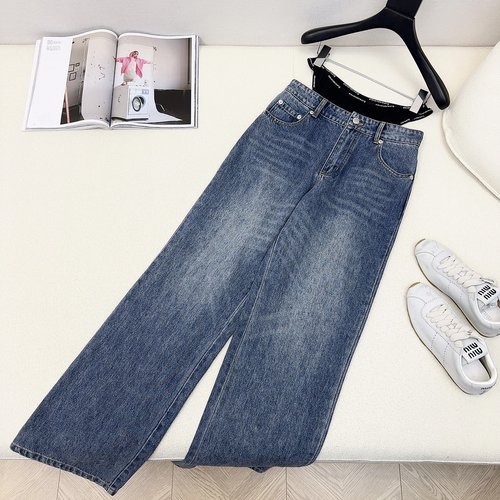 Alexander Wang Exclusive Two-Piece Stitched Jeans with Hoodie Fabric Accent