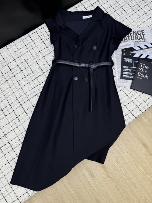 Dior Elegant Wrap-Around Waistband Suit Dress