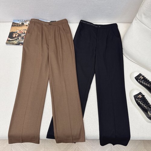 Miu Miu High - End Fashionable Webbing - Decorated Tapered Trousers