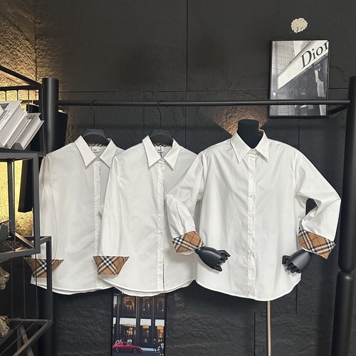 Burberry Elegant Cotton Long-Sleeved Shirt with Cuff Patchwork