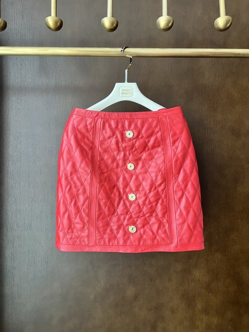 Balmain Exclusive High - end Red Lambskin Suit with Handmade Buttons