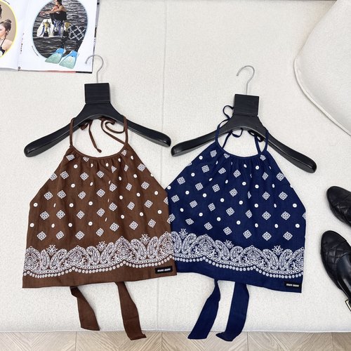Miu Miu Retro Bohemian Print Halter Set for Getaways