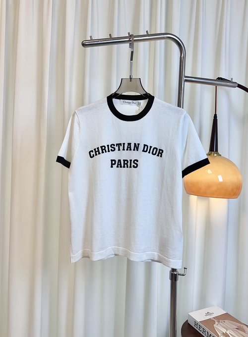 Dior Custom Woven Cotton-Linen Short-Sleeved Top with Jacquard Letter Logo, Classic and Essential