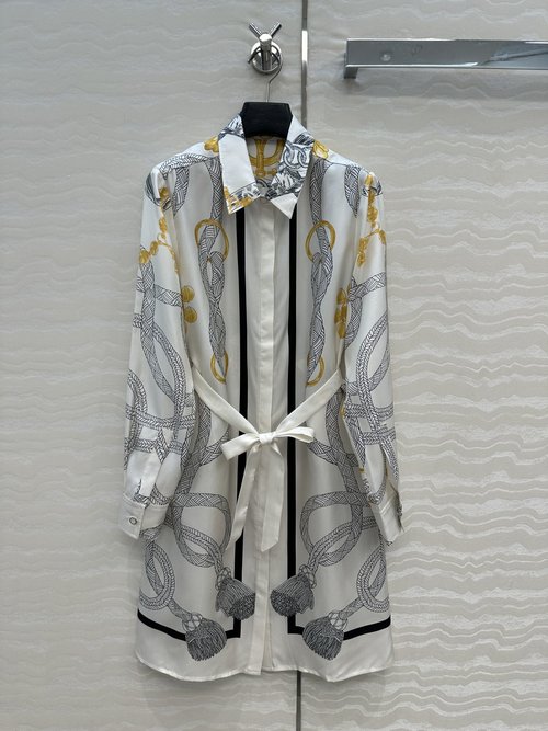 Hermes Exclusive First Release: Palefroi Remix Pattern Printed Silk Dress