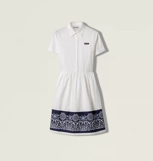 Miu Miu Ethnic Style Printed Dress with Logo and Half-buttons