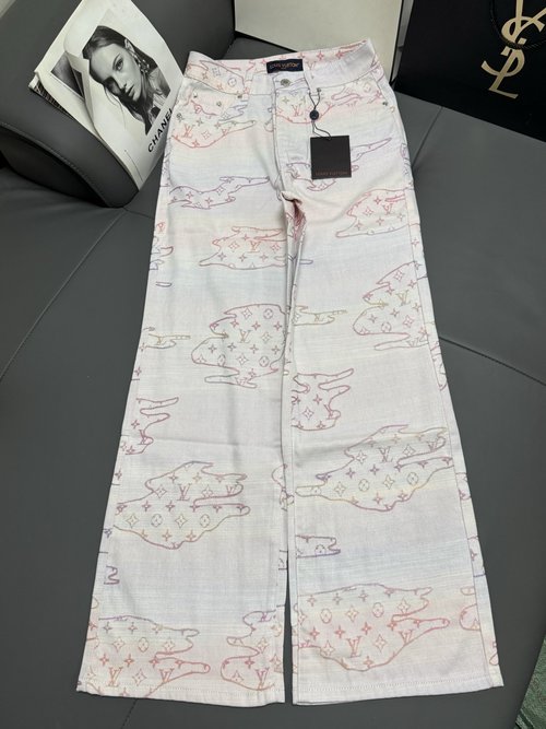 Louis Vuitton Cloud Rainbow Gradient Jacquard Straight-leg Denim Trousers