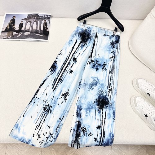 Dior Vacation-style Printed Denim Trousers with Custom Logo