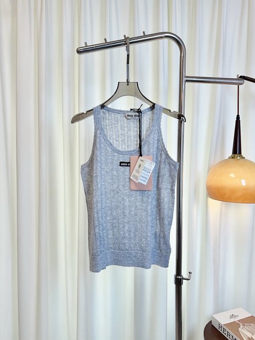 Miu Miu Logo Vest with Stretchable Wool, Soft and Essential
