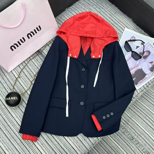 Miu Miu New Miu Color-Blocked Fake Two-Piece Blazer